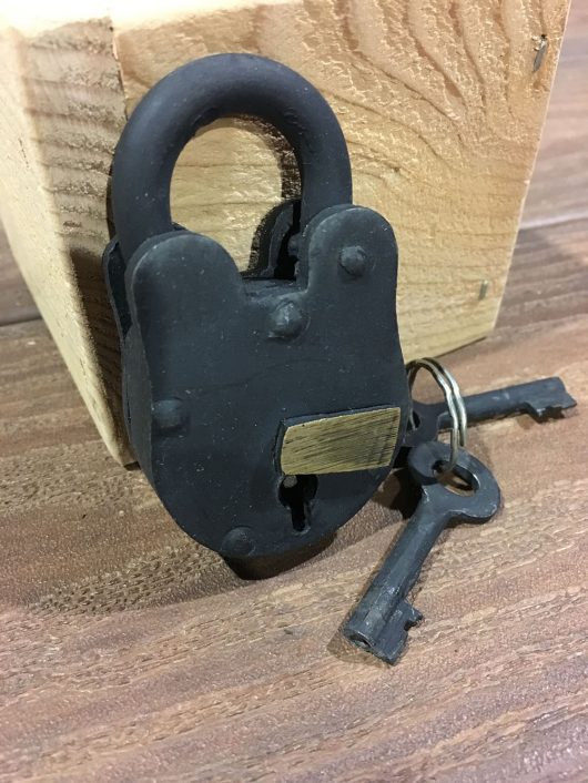 Vintage Iron Lock and Skeleton Key