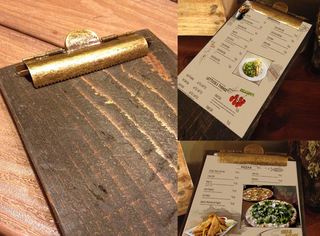 Details about   Krause Handler Synthetic Wood Restaurant 3 ring Drink Menu Clipboard 